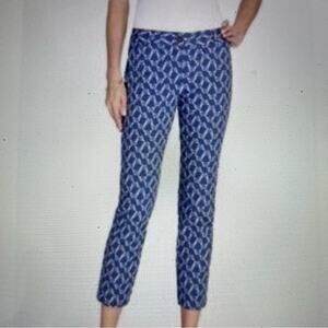 Talbots Blue White Butterfly Print The Perfect Crop Pants 10